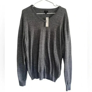 Men’s J. Crew V-Neck Cotton Sweater in Gray